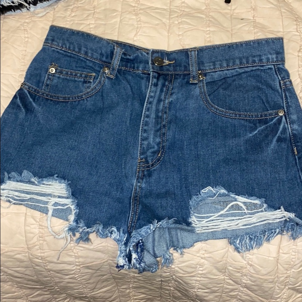 Forever 21 ripped denim high waisted shorts
